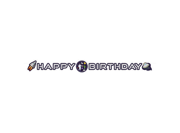 Space Party - Bokstavbanner - Happy Bday 1 Bokstavbanner i papir - 218x13,5cm