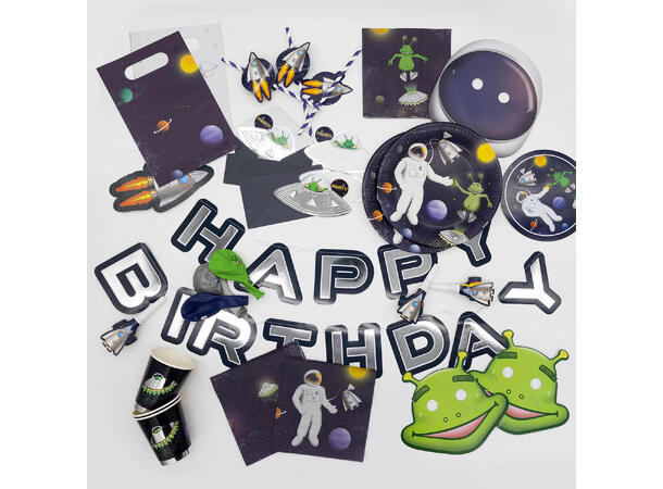 Space Party - Bokstavbanner - Happy Bday 1 Bokstavbanner i papir - 218x13,5cm 