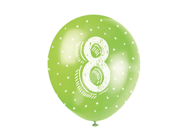 Superprint Premium 8 År - Assortert 5 Gummiballonger - 30cm (12")
