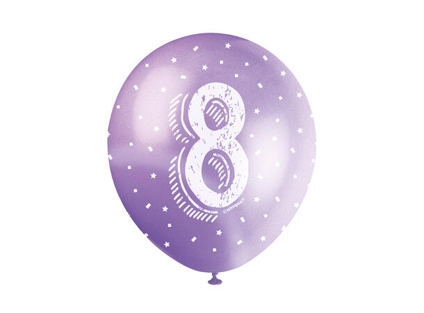 Superprint Premium 8 År - Assortert 5 Gummiballonger - 30cm (12")
