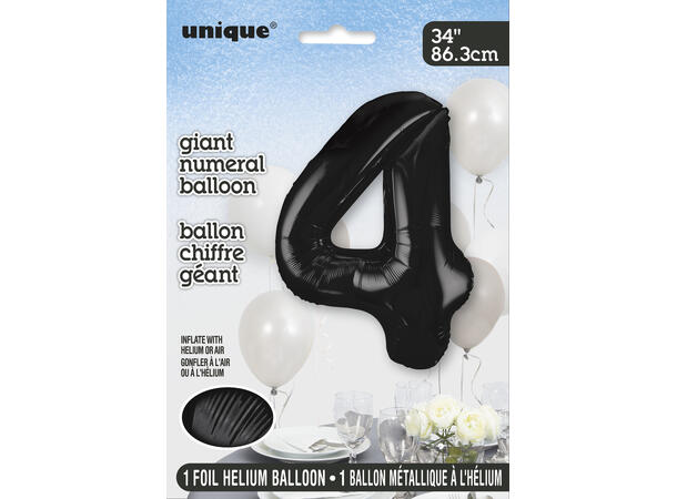 Tallballong - #4 - Sort 1 Folieballong - 86cm (34")