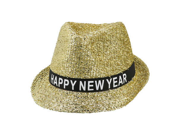 Trilby hatt gull - Happy New Year 1 Hatt til voksen - Onesize