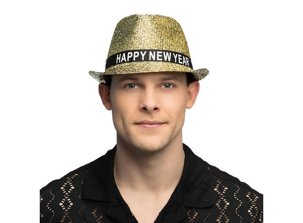 Trilby hatt gull - Happy New Year 1 Hatt til voksen - Onesize