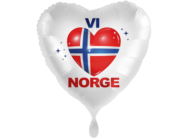 "VI <3 NORGE" - XXL 1 Folieballong hjerte - 28" - (71cm) 