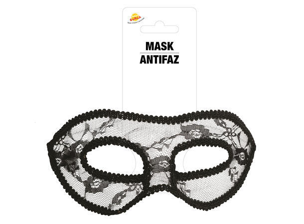 Øyemaske - Sort m/Blonder 1 Øyemaske i plast m/fjær 