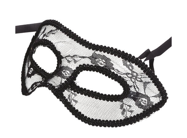 Øyemaske - Sort m/Blonder 1 Øyemaske i plast m/fjær 