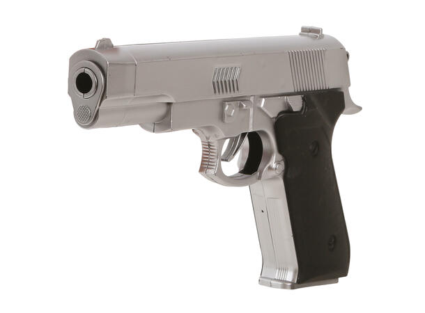 1 Pistol - Sølv 1 Pistol i plast - 24cm - til voksen 