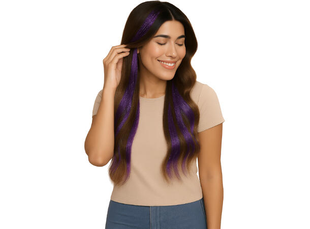 3 Hairextesion - Glitter Lilla 3 Hairekstesions - 50cm 