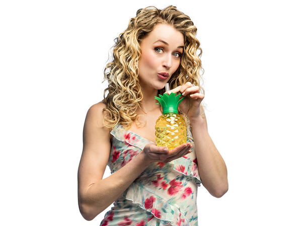 Annanas - Drikkebeger m/sugerør - LED 1 Drikkebeger i plast m/LED-lys - 5dl 