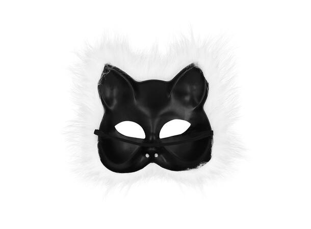 Ansiksmaske - Hvit katt 1 Maske i plysj - Onesize 