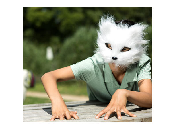 Ansiksmaske - Hvit katt 1 Maske i plysj - Onesize 