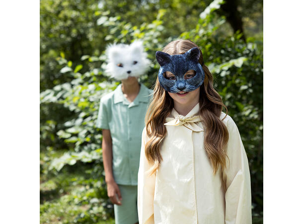 Ansiksmaske - Hvit katt 1 Maske i plysj - Onesize 