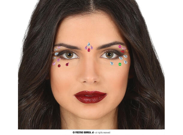 Ansikstskrystaller til øyne - Dråper 1 Ark med sevklebende stener 