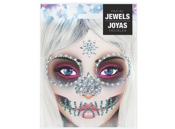 Ansiktskrystaller - Skalle - Grønne 1 Ark med selvklebende stener - 13x15cm 