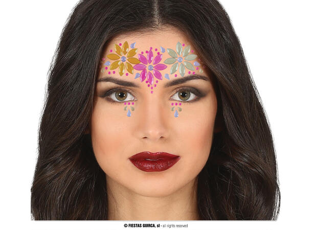 Ansiktskystaller - Blomster 1 Sett smykker i selvklebende harpiks 