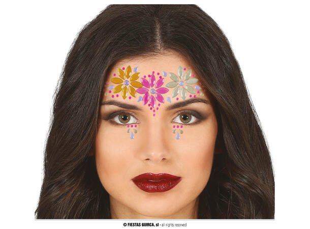 Ansiktskystaller - Blomster 1 Sett smykker i selvklebende harpiks 