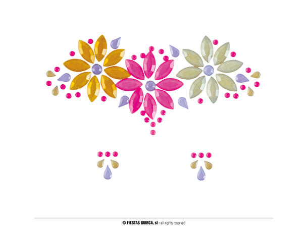 Ansiktskystaller - Blomster 1 Sett smykker i selvklebende harpiks 