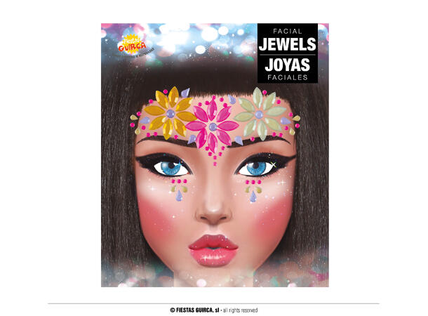 Ansiktskystaller - Blomster 1 Sett smykker i selvklebende harpiks 