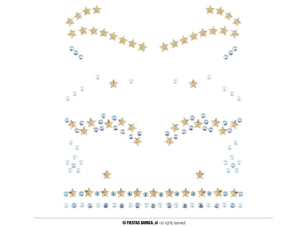 Ansiktskystaller - Sølv stjerner 1 Sett smykker i selvklebende harpiks 