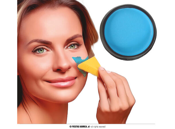 Ansiktssminke med svamp - Lyseblå 1 Boks sminke - 9g 