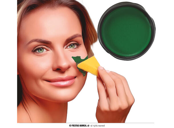 Ansiktssminke med svamp - Mørkegrønn 1 Boks sminke - 9g 