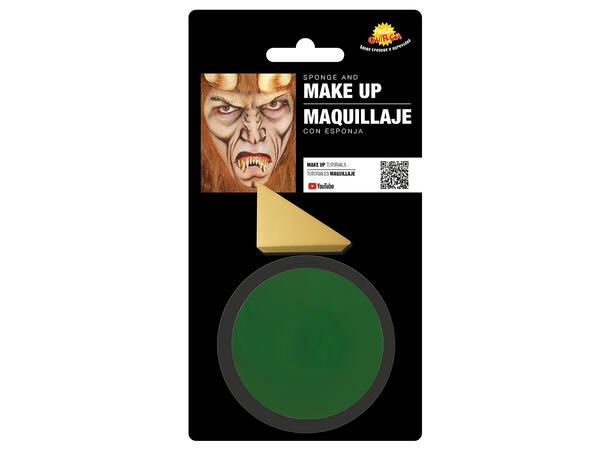 Ansiktssminke med svamp - Mørkegrønn 1 Boks sminke - 9g 