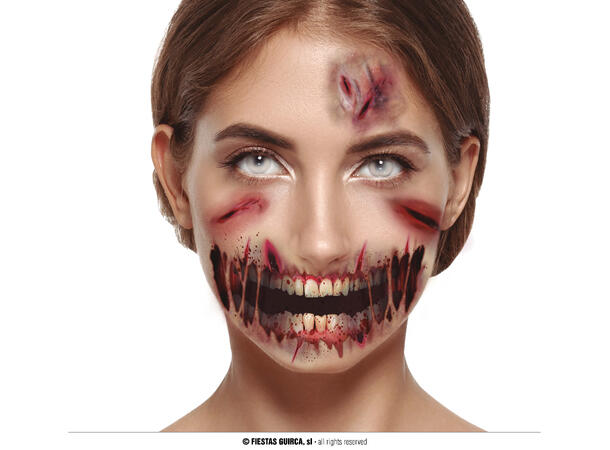 Ansiktstatovering - Arr og sår 1 Ark med tatoveringer - 30x14cm 