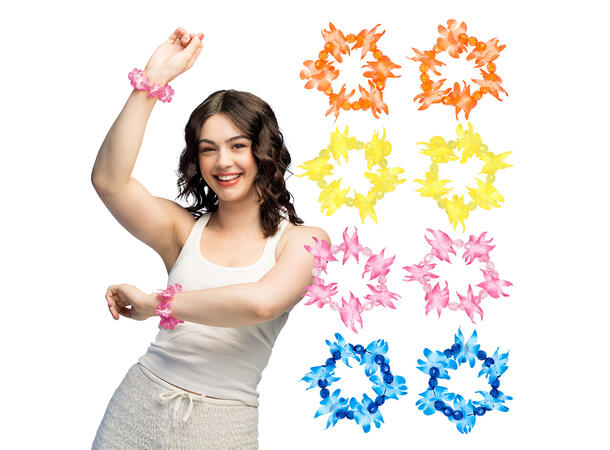 Armbånd - Sommerblomster - 4 farger ass 2 Armbånd med blomter og perler 