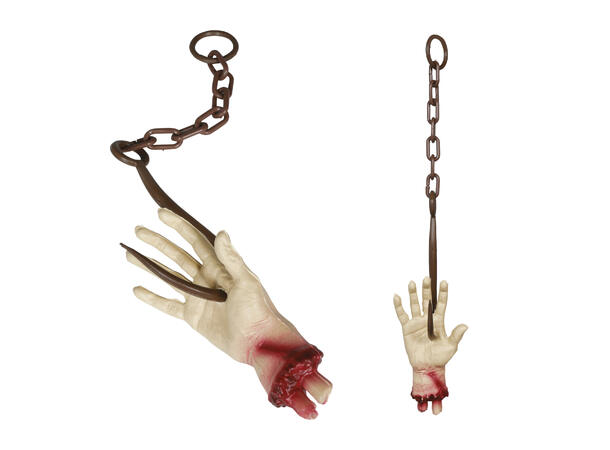 Avkappet hånd i kjøttkrok 1 Dekorasjon i PVC - 57cm 