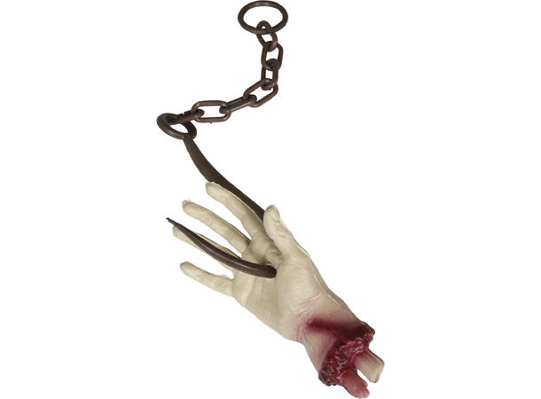 Avkappet hånd i kjøttkrok 1 Dekorasjon i PVC - 57cm 