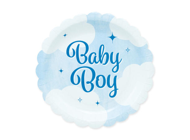 Baby Boy 8 Tallerkener i papp m/form - 19cm 