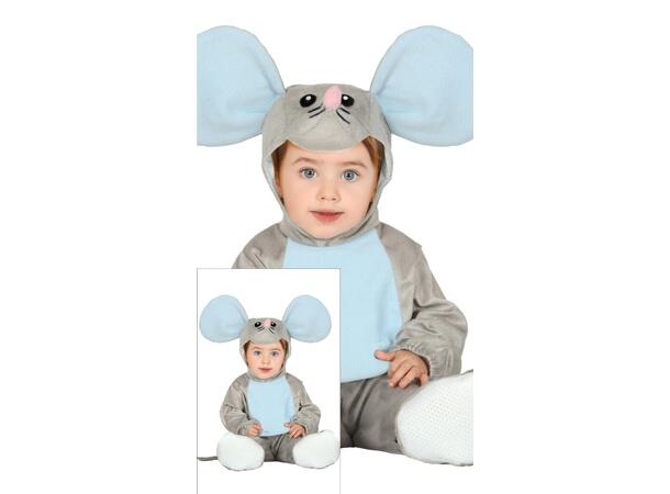 Baby Mus - Grå/Blå 1 Babykostyme - Str 18-24 Mnd 