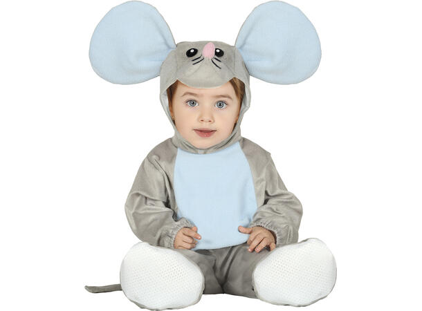 Baby Mus - Grå/Blå 1 Babykostyme - Str 18-24 Mnd 
