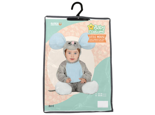 Baby Mus - Grå/Blå 1 Babykostyme - Str 18-24 Mnd 