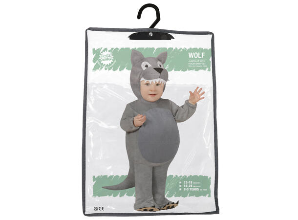 Baby Ulv - Grå 1 Babykostyme - Str 12-18 Mnd 