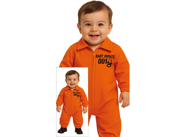 Baby fange - Oransje 1 Babykostyme til gutt - Str 12-18 Mnd 