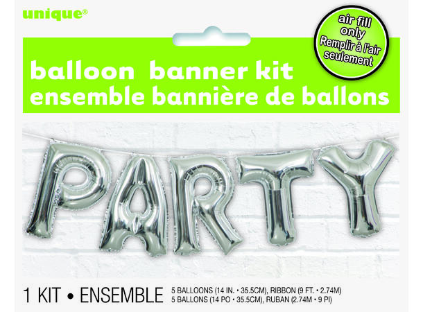 Ballongord - PARTY - Sølv 1 Ballongord folie - 36cm (14")