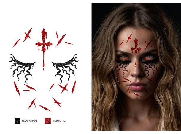 Besatt - Glitter face 1 Ark m/Selvklebende maske - 13x15cm 