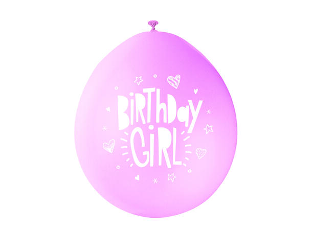 Birthday Girl - 3 fager assotert 10 Gummiballonger - 25cm (10")