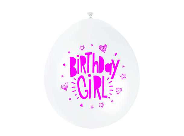 Birthday Girl - 3 fager assotert 10 Gummiballonger - 25cm (10")