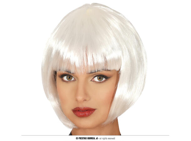 Bobparykk - Hvit 1 Parykk i syntetisk hår - 100gr - Dame 