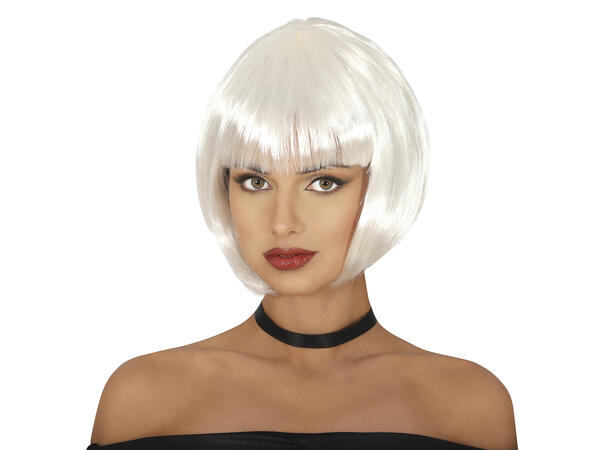 Bobparykk - Hvit 1 Parykk i syntetisk hår - 100gr - Dame 