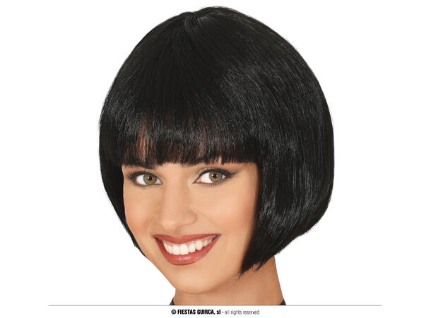 Bobparykk - Sort 1 Parykk i syntetisk hår - 100gr - Dame 