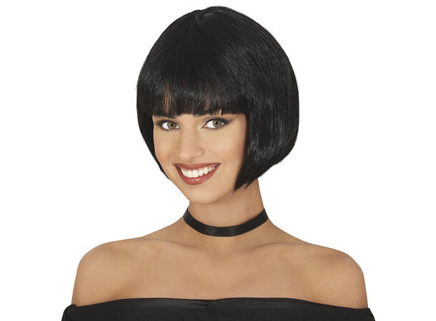 Bobparykk - Sort 1 Parykk i syntetisk hår - 100gr - Dame 