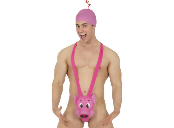 Borat mankini - Gris m/badehette 1 Badedrakt - Onesize 