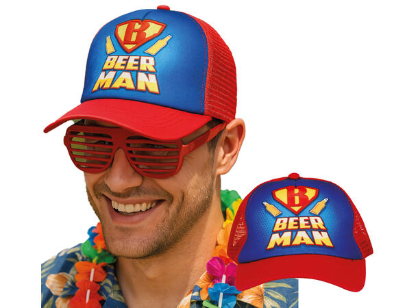 Caps - "Beer Man" - Rød/Blå/Gul 1 Caps til voksen - Onesize 