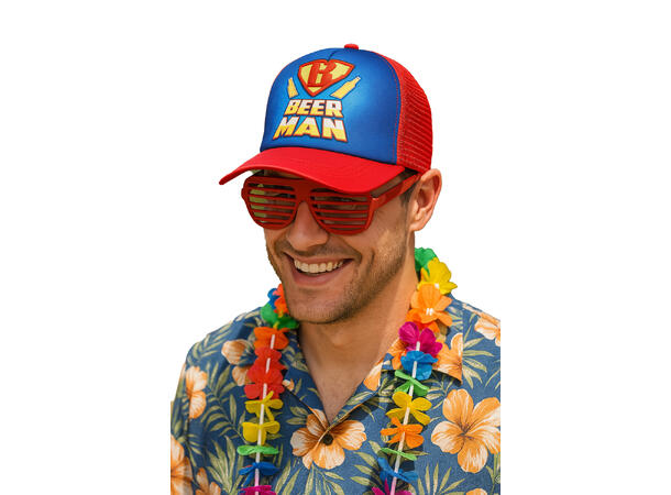 Caps - "Beer Man" - Rød/Blå/Gul 1 Caps til voksen - Onesize 