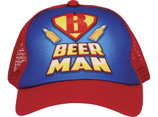 Caps - "Beer Man" - Rød/Blå/Gul 1 Caps til voksen - Onesize 