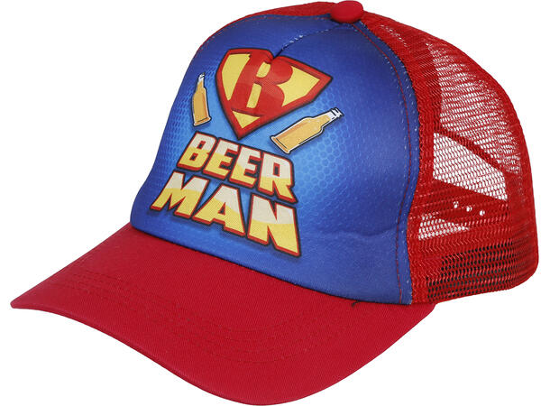 Caps - "Beer Man" - Rød/Blå/Gul 1 Caps til voksen - Onesize 