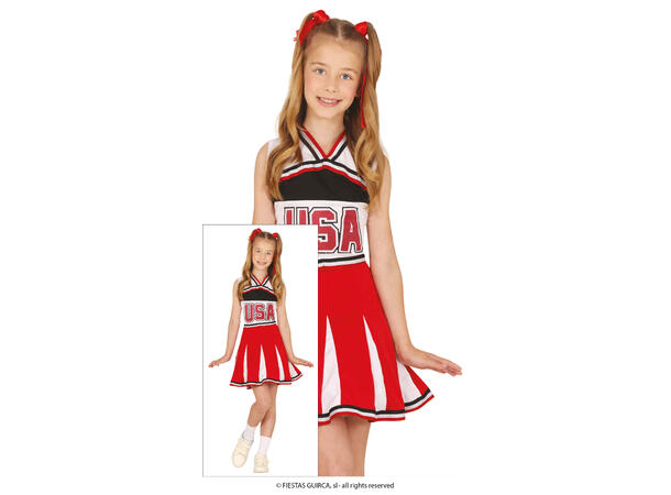 Cheerleader - Barnekostyme 1 Barnekostyme til jente - Str 3-4 År 